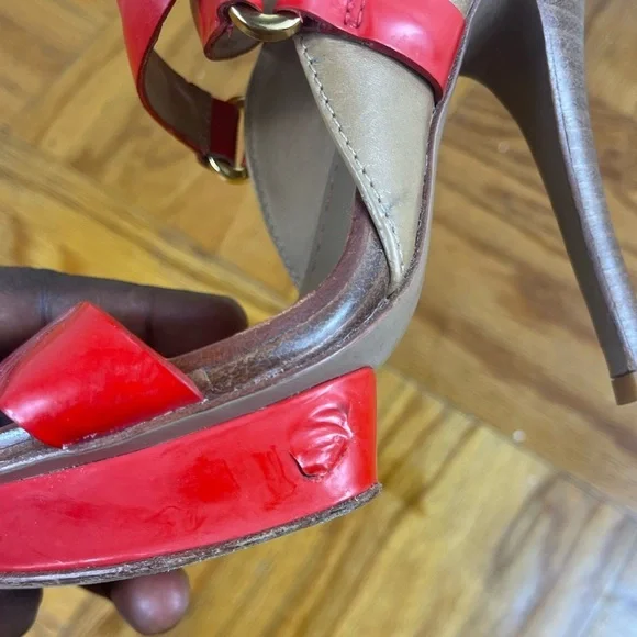 Tory Burch Red Strappy Heels - Picture 6 of 9